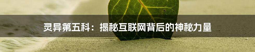 灵异第五科：揭秘互联网背后的神秘力量