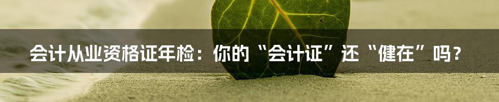 会计从业资格证年检：你的“会计证”还“健在”吗？