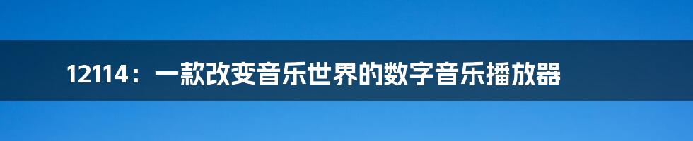 12114：一款改变音乐世界的数字音乐播放器