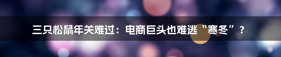 三只松鼠年关难过：电商巨头也难逃“寒冬”？