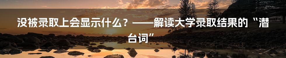 没被录取上会显示什么？——解读大学录取结果的“潜台词”