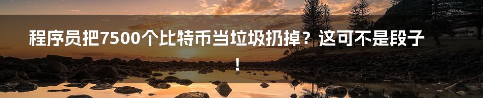 程序员把7500个比特币当垃圾扔掉？这可不是段子！