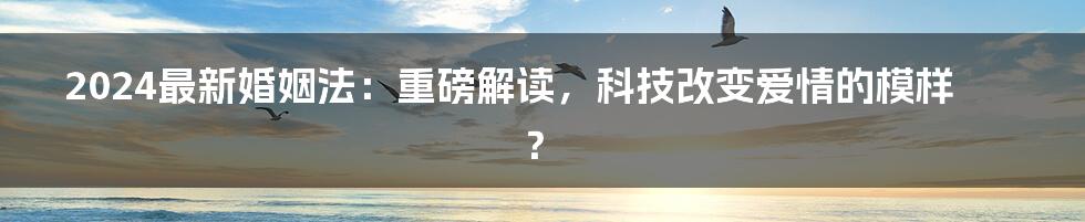 2024最新婚姻法：重磅解读，科技改变爱情的模样？