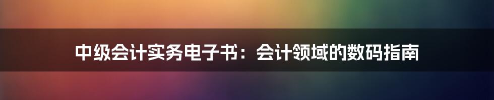 中级会计实务电子书：会计领域的数码指南