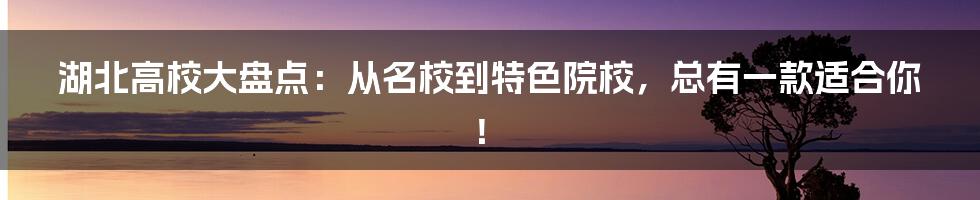 湖北高校大盘点：从名校到特色院校，总有一款适合你！