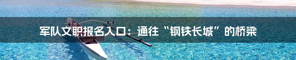 军队文职报名入口：通往“钢铁长城”的桥梁