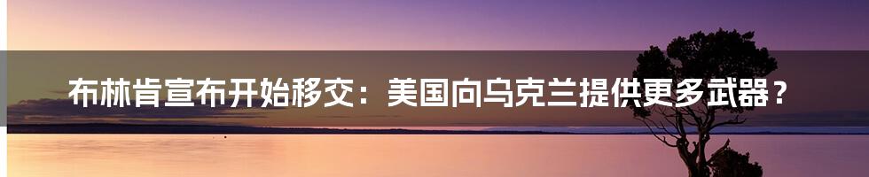 布林肯宣布开始移交：美国向乌克兰提供更多武器？