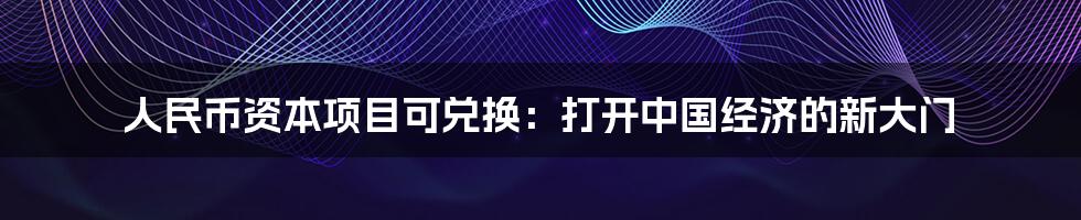 人民币资本项目可兑换：打开中国经济的新大门