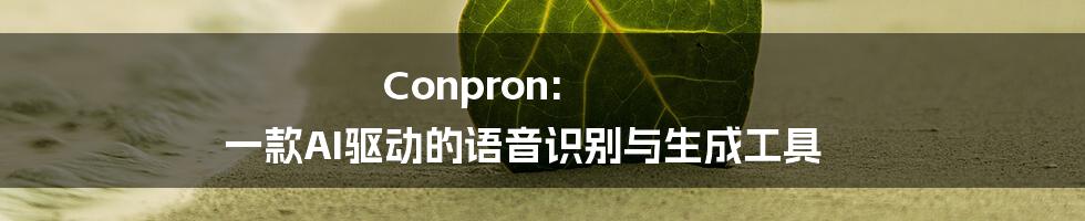 Conpron: 一款AI驱动的语音识别与生成工具