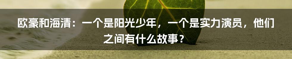 欧豪和海清：一个是阳光少年，一个是实力演员，他们之间有什么故事？