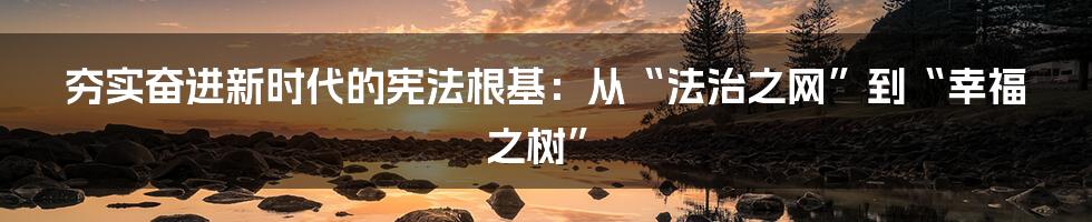 夯实奋进新时代的宪法根基：从“法治之网”到“幸福之树”