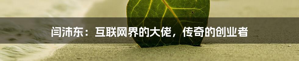 闫沛东：互联网界的大佬，传奇的创业者