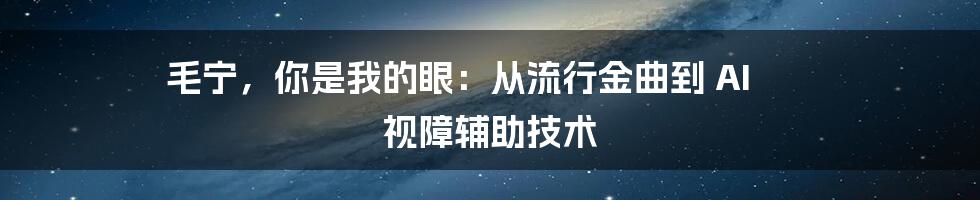 毛宁，你是我的眼：从流行金曲到 AI 视障辅助技术