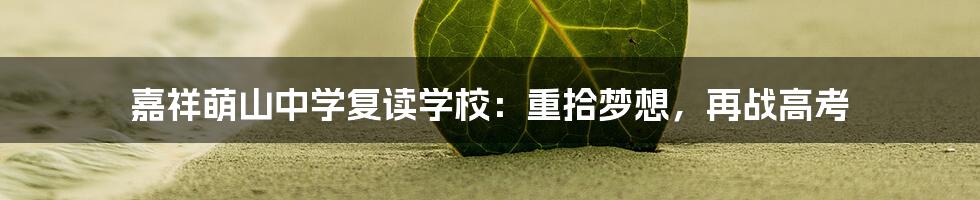 嘉祥萌山中学复读学校：重拾梦想，再战高考