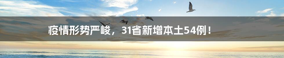 疫情形势严峻，31省新增本土54例！