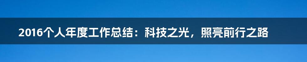 2016个人年度工作总结：科技之光，照亮前行之路