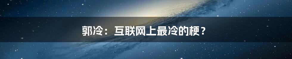 郭冷：互联网上最冷的梗？