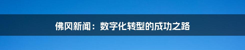 佛冈新闻：数字化转型的成功之路