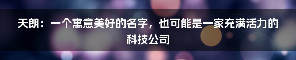 天朗：一个寓意美好的名字，也可能是一家充满活力的科技公司