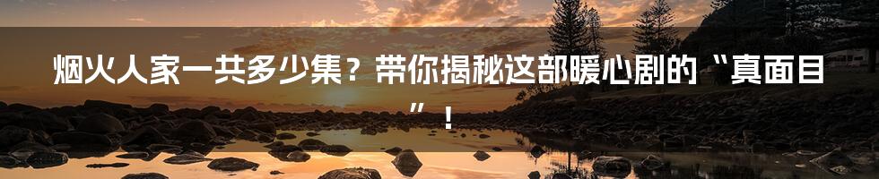 烟火人家一共多少集？带你揭秘这部暖心剧的“真面目”！