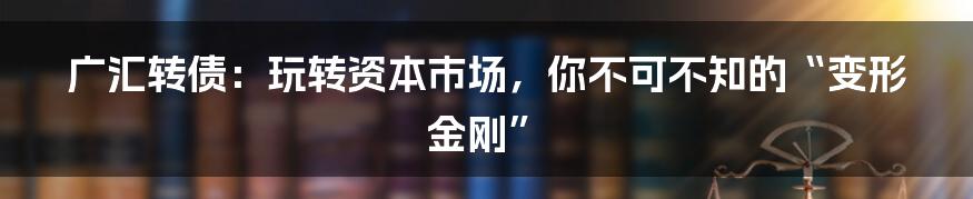 广汇转债：玩转资本市场，你不可不知的“变形金刚”