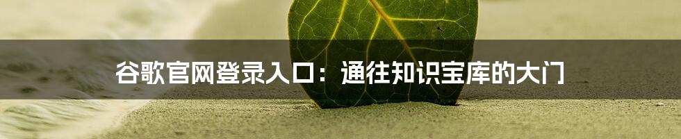 谷歌官网登录入口：通往知识宝库的大门