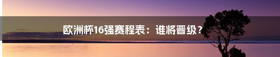 欧洲杯16强赛程表：谁将晋级？