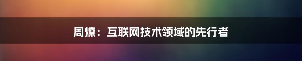 周燎：互联网技术领域的先行者