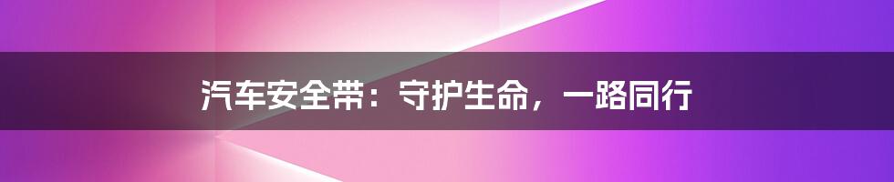 汽车安全带：守护生命，一路同行