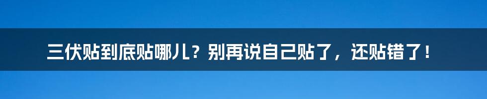 三伏贴到底贴哪儿？别再说自己贴了，还贴错了！