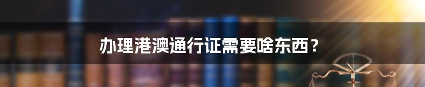 办理港澳通行证需要啥东西？