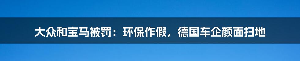 大众和宝马被罚：环保作假，德国车企颜面扫地