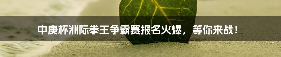 中庚杯洲际拳王争霸赛报名火爆，等你来战！