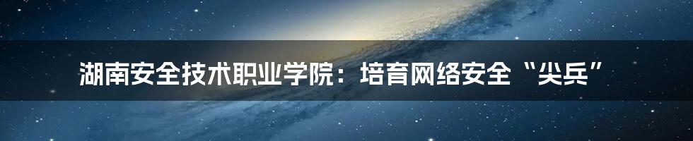 湖南安全技术职业学院：培育网络安全“尖兵”