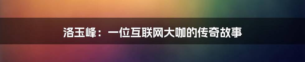 洛玉峰：一位互联网大咖的传奇故事