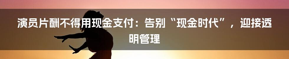 演员片酬不得用现金支付：告别“现金时代”，迎接透明管理