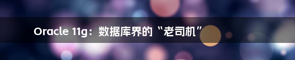 Oracle 11g：数据库界的“老司机”