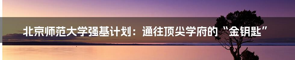 北京师范大学强基计划：通往顶尖学府的“金钥匙”