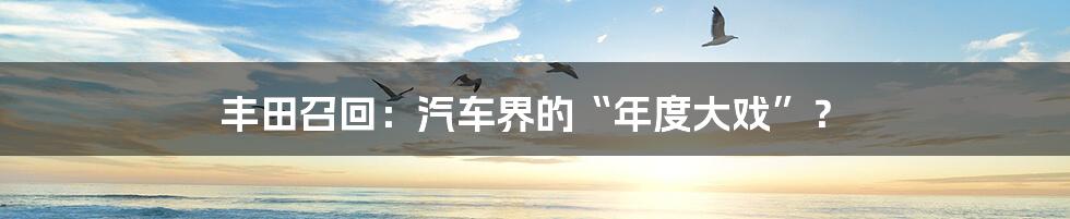 丰田召回：汽车界的“年度大戏”？