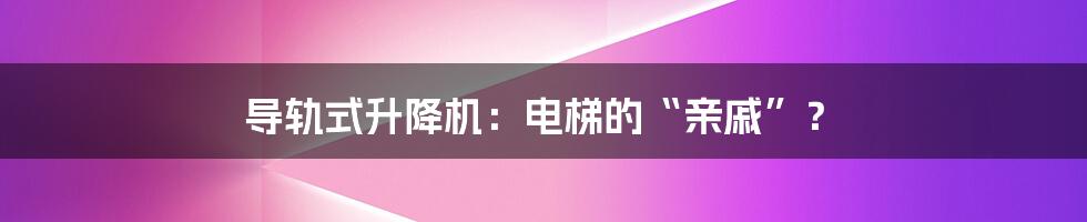 导轨式升降机：电梯的“亲戚”？