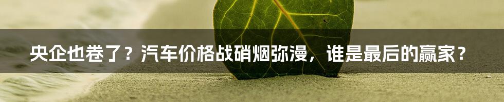 央企也卷了？汽车价格战硝烟弥漫，谁是最后的赢家？