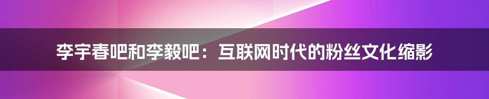 李宇春吧和李毅吧：互联网时代的粉丝文化缩影