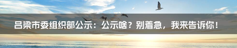 吕梁市委组织部公示：公示啥？别着急，我来告诉你！