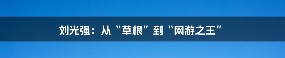 刘光强：从“草根”到“网游之王”