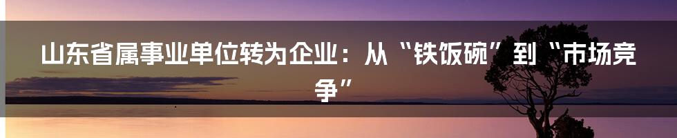 山东省属事业单位转为企业：从“铁饭碗”到“市场竞争”