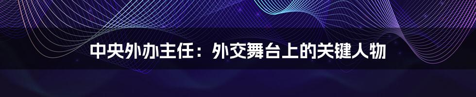 中央外办主任：外交舞台上的关键人物