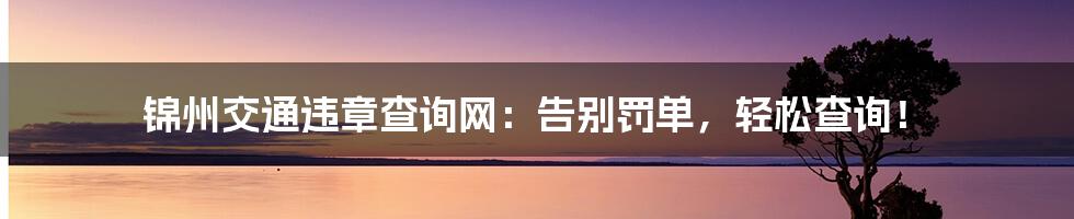 锦州交通违章查询网：告别罚单，轻松查询！