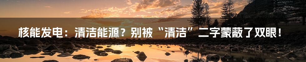 核能发电：清洁能源？别被“清洁”二字蒙蔽了双眼！