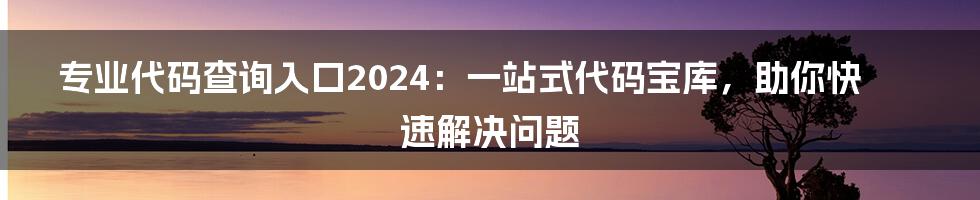 专业代码查询入口2024：一站式代码宝库，助你快速解决问题