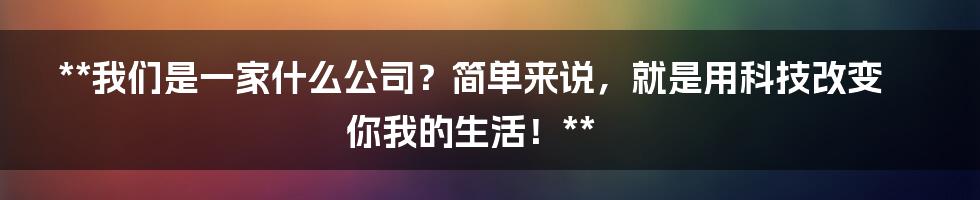 **我们是一家什么公司？简单来说，就是用科技改变你我的生活！**